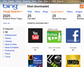 必应Bing推出WP7应用可视化搜索